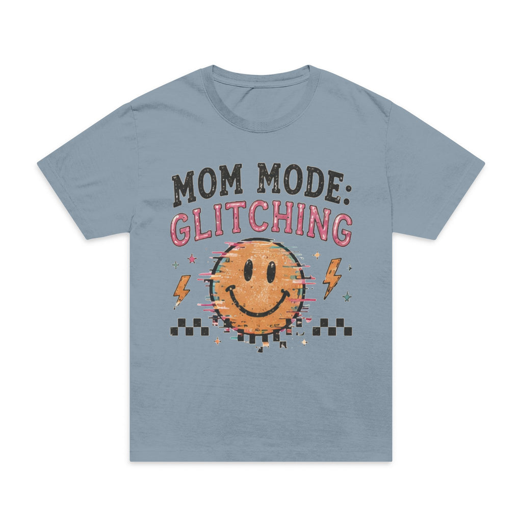 Mom Mode: Glitching T-Shirt — Funny Retro Smiley Mom Tee