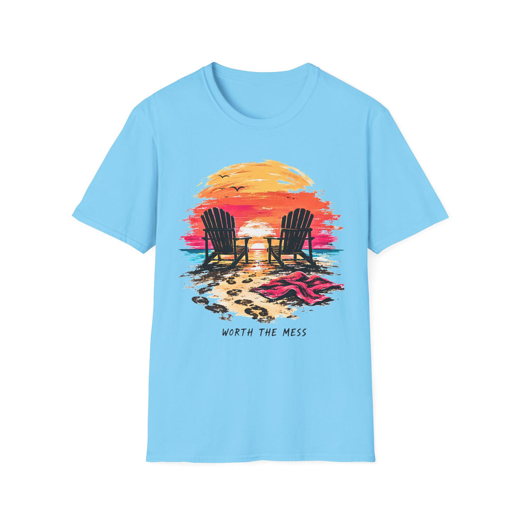 Worth The Mess | Beach Life Graphic Tee | Cute Coastal Shirt | Oversized Summer Tee | Ocean Lover Gift