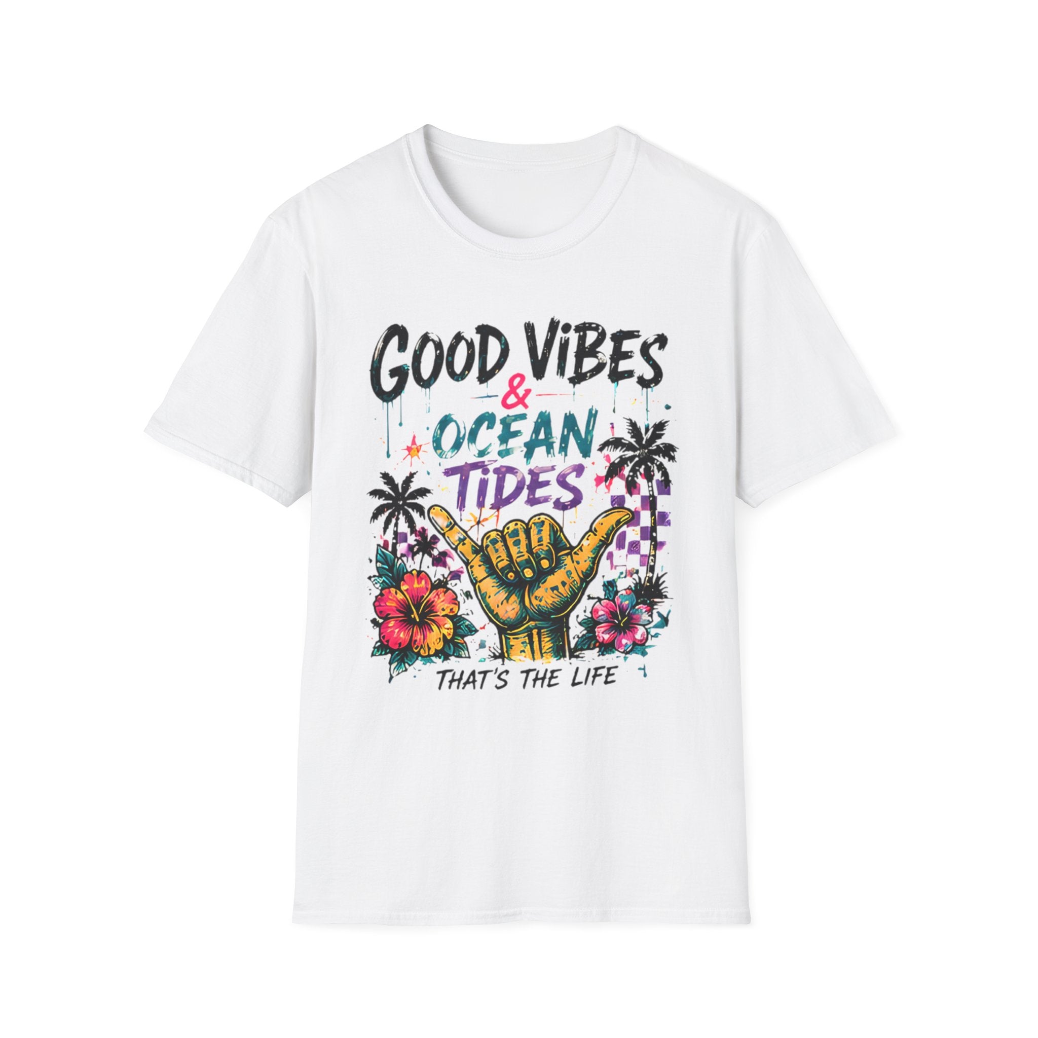 Good Vibes Ocean Tides | Beach Life Graphic Tee | Cute Coastal Shirt | Oversized Summer Tee | Ocean Lover Gift
