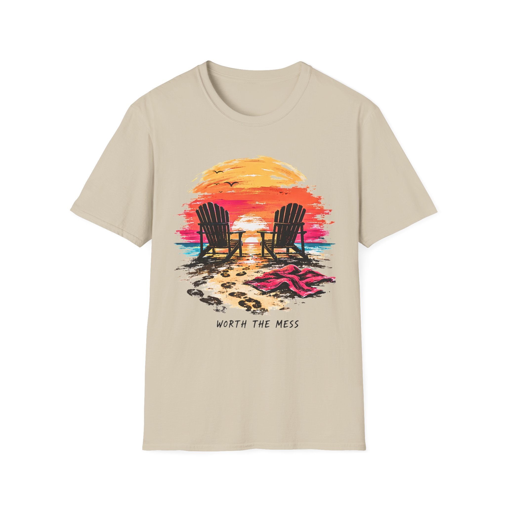 Worth The Mess | Beach Life Graphic Tee | Cute Coastal Shirt | Oversized Summer Tee | Ocean Lover Gift