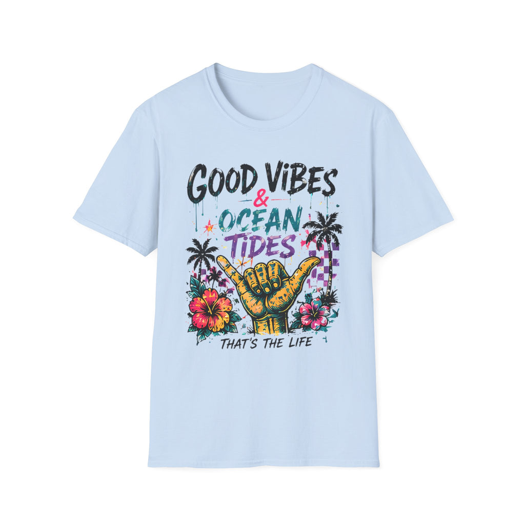 Good Vibes Ocean Tides | Beach Life Graphic Tee | Cute Coastal Shirt | Oversized Summer Tee | Ocean Lover Gift