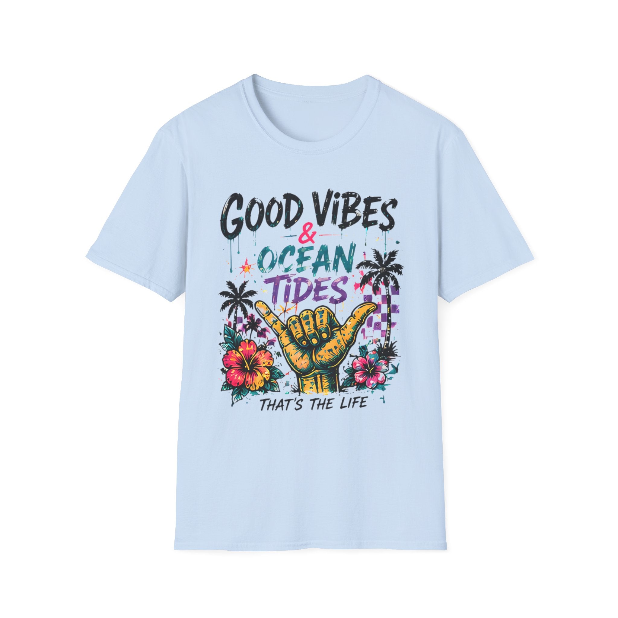 Good Vibes Ocean Tides | Beach Life Graphic Tee | Cute Coastal Shirt | Oversized Summer Tee | Ocean Lover Gift