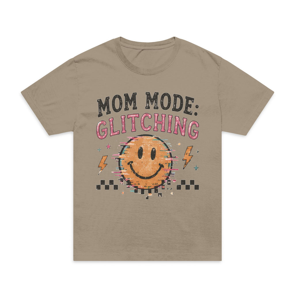 Mom Mode: Glitching T-Shirt — Funny Retro Smiley Mom Tee
