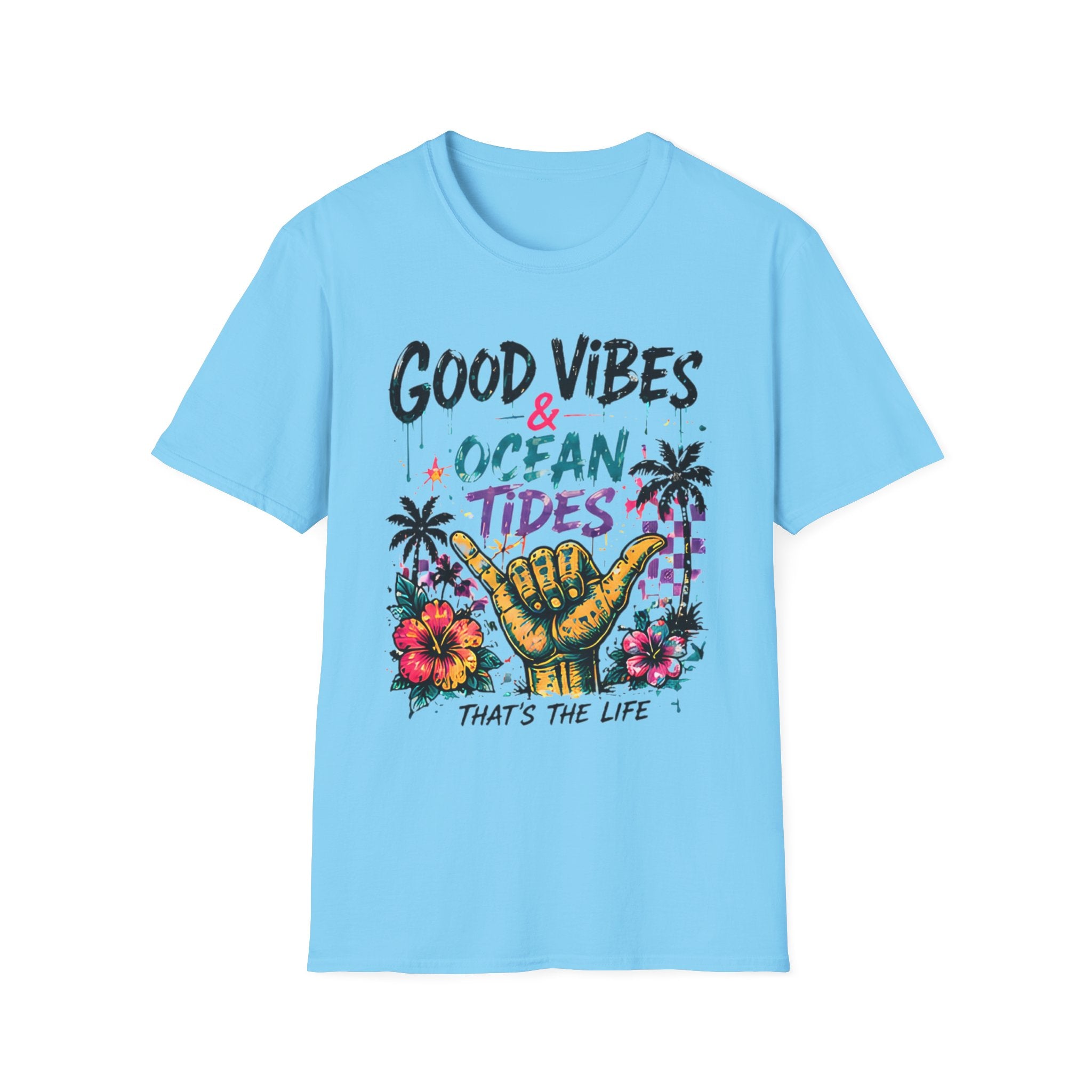 Good Vibes Ocean Tides | Beach Life Graphic Tee | Cute Coastal Shirt | Oversized Summer Tee | Ocean Lover Gift