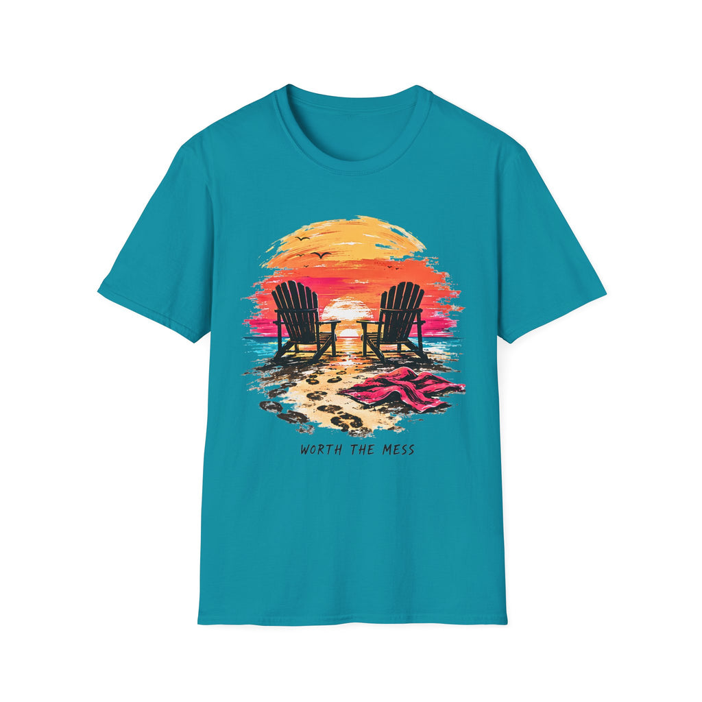 Worth The Mess | Beach Life Graphic Tee | Cute Coastal Shirt | Oversized Summer Tee | Ocean Lover Gift