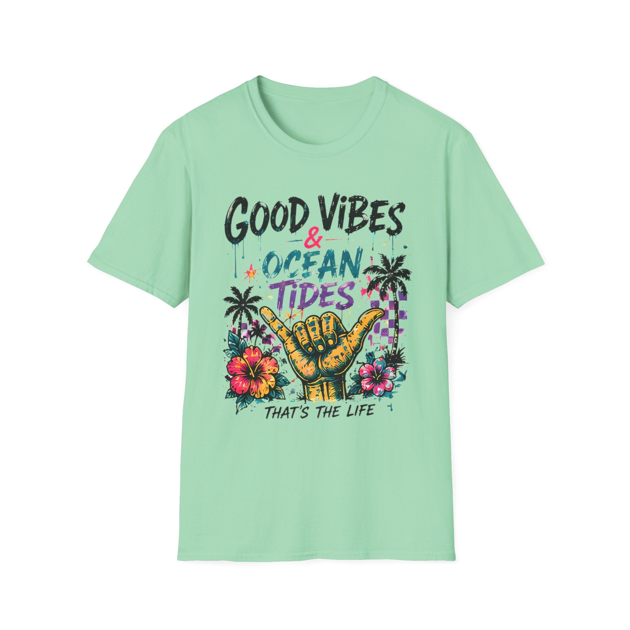 Good Vibes Ocean Tides | Beach Life Graphic Tee | Cute Coastal Shirt | Oversized Summer Tee | Ocean Lover Gift