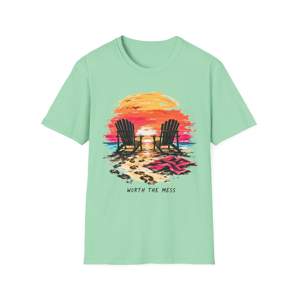 Worth The Mess | Beach Life Graphic Tee | Cute Coastal Shirt | Oversized Summer Tee | Ocean Lover Gift