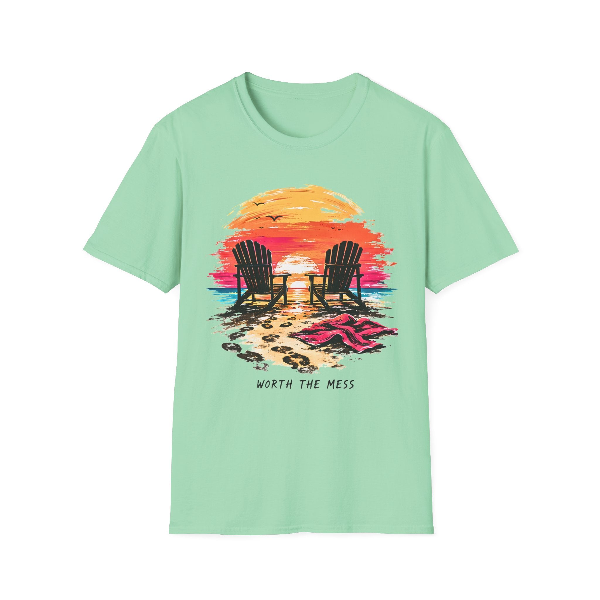 Worth The Mess | Beach Life Graphic Tee | Cute Coastal Shirt | Oversized Summer Tee | Ocean Lover Gift