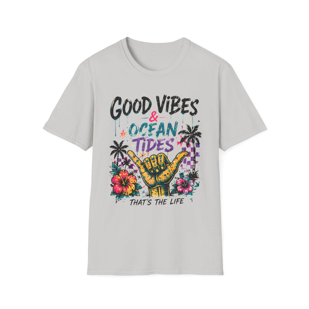 Good Vibes Ocean Tides | Beach Life Graphic Tee | Cute Coastal Shirt | Oversized Summer Tee | Ocean Lover Gift