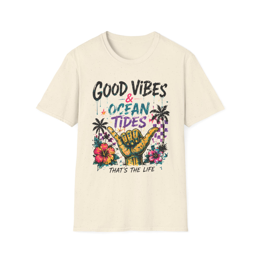 Good Vibes Ocean Tides | Beach Life Graphic Tee | Cute Coastal Shirt | Oversized Summer Tee | Ocean Lover Gift
